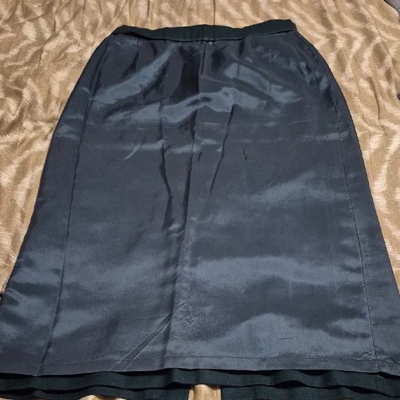 Vintage Rafaella Dark Green Wool Straight Maxi Skirt Size 16 - Picture 9 of 10